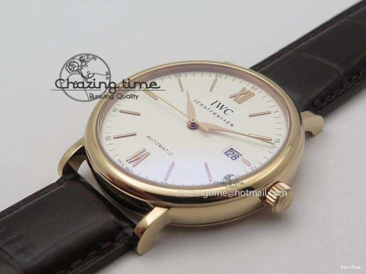 MIROTIME 1223 Modern Portofino SCHAFFHAUSEN RG MKF 1:1 V2 Best Edition White Dial On Brown Leather Strap A 7344
